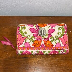 Vera Bradley Tab Wallet Large in Pink and Orange Floral Print